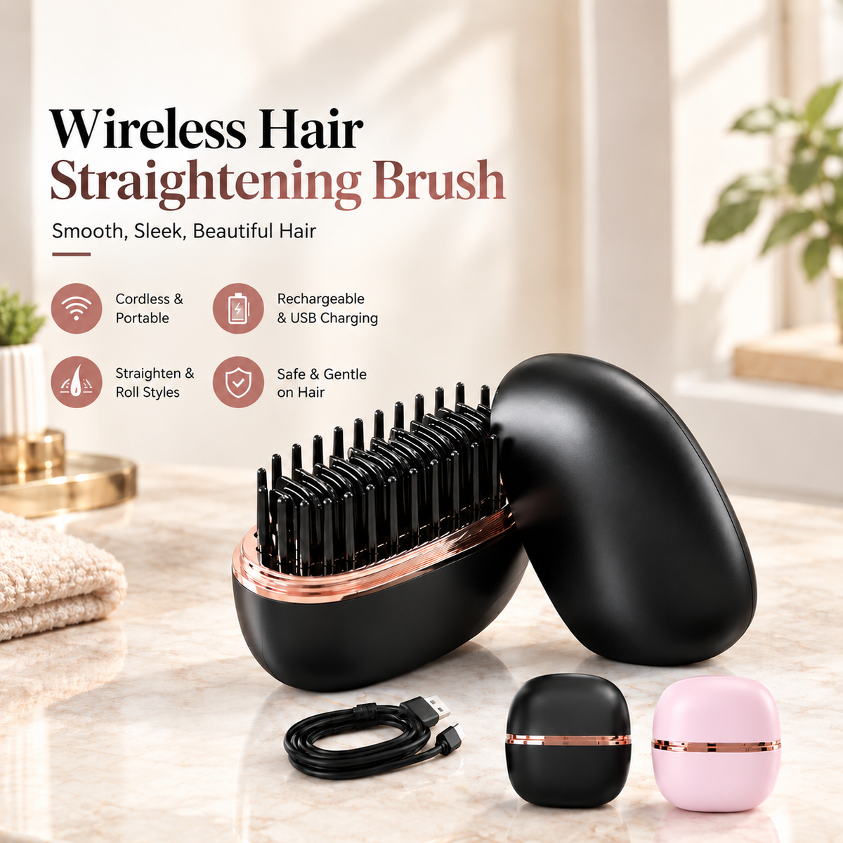 Wireless Hair Straightening Brush